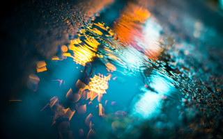 Street light reflection puddle night - a puddle of water free wallpaper