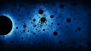 Blackhole bluelight moon night sky - a blue light in the middle of it free wallpaper