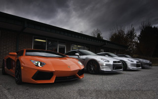 Three colored sports cars cloudy - rich free wallpaper
