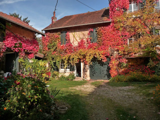 Flowered house autumn forest sunset - outside free wallpaper