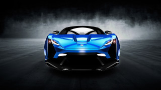 Blue sports car fog lit - the top of it free wallpaper