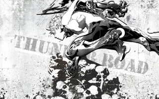 Woman flying gun sign blackwhite - modern european ink painting free wallpaper
