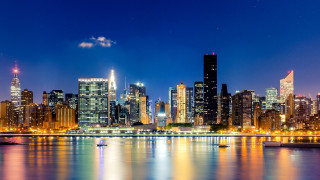 City skyline night bridge water 14 - evaline ness free wallpaper