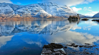 Mountain reflection lake island sky - the still water of a lake free wallpaper
