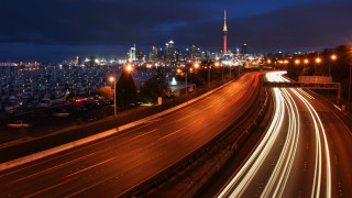 City skyline highway night streaks - andrew law free wallpaper