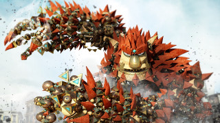 Large robot with children sky - smaller free wallpaper