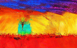 Blue vase autumn leaves fire - lyrical abstraction free wallpaper