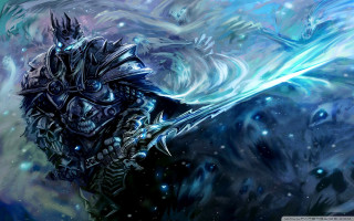Man armor sword blue background - star and swirls free wallpaper