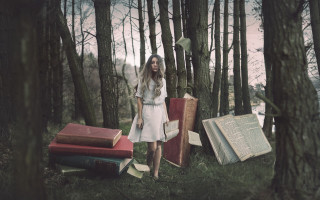 Woman woods books surreal magic - brooke shaden free wallpaper