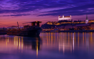Dusk boat castle mystical sky - aladár körösfőikriesch free wallpaper