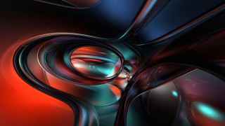 Abstract red blue sculpture fractals - a computer free wallpaper
