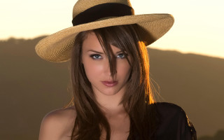 Woman hat sunset mountains portrait - sunset free wallpaper