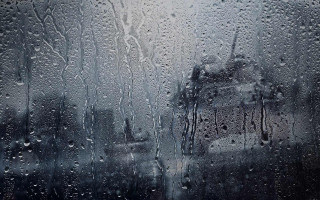 Rainy window building sky astronaut - blue free wallpaper