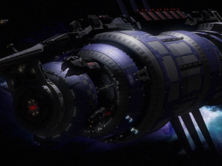 Space station large spaceship red - a space station free wallpaper