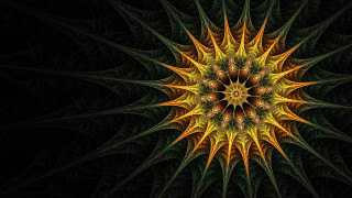 Starburst yellow green fractals generative - a computer free wallpaper for desktop