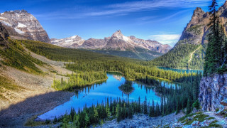 Mountain lake forest sky clouds 21 - beautiful landscape free wallpaper