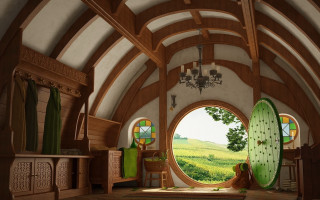 Fantasy room cactus chandelier matte - a large window free wallpaper
