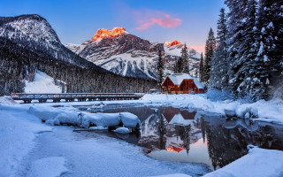 Mountain range river bridge winter - winter free wallpaper for desktop