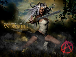 Woman horns sword demon knee - her hand and a demon free wallpaper