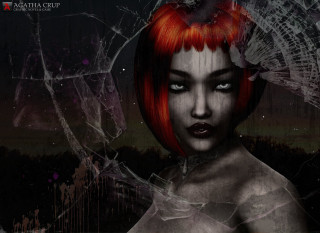 Red hair broken glass city - a broken glass window free wallpaper