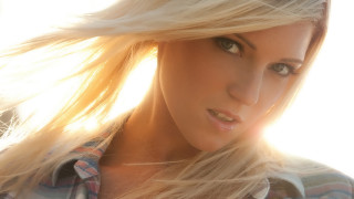 Woman longblondehair plaidshirt sunshine portrait - carey morris free wallpaper