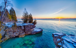Lake cliff sunset beautiful scenery - beautiful scenery free wallpaper for desktop