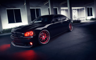 Black car red lights night - intimidating free wallpaper