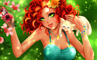 Woman bikini cat wine fantasy - her hand and a cat free wallpaper