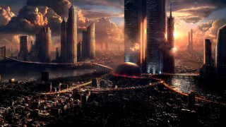 City bridge sunset futuristic matte - sunset free wallpaper