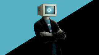 Man computerhead blue shirt black - a blue shirt free wallpaper for desktop