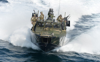 Military ship waves watercraft action - action scene free wallpaper