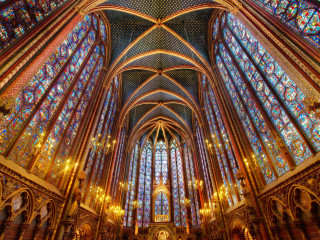 Cathedral stainedglass clock gothic matte - a cathedral free wallpaper