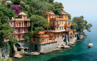 Cliffside house boat water arts - a cliff side free wallpaper