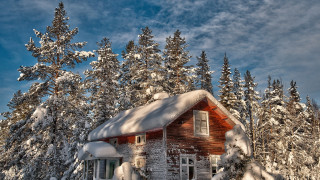 Snowy cabin forest cityscape winter - a cabin free wallpaper