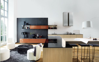 Modern kitchen black counter white - a view free wallpaper