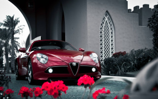 Red sports car building red - a red sports car free wallpaper