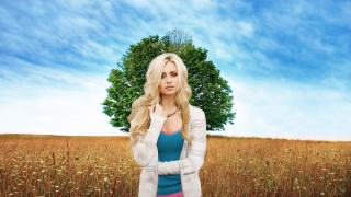Woman field tree blue sky - constance copeman free wallpaper