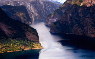 Boat mountains river landscape nature 2 - beautiful landscape free wallpaper