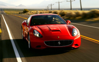 Red sports car desert road 15 - a road in the desert free wallpaper