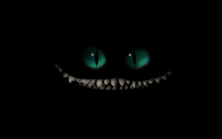 Black background green eyes smile 2 - pop surrealism free wallpaper