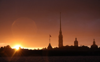 Sunset city clock tower water - sunset free wallpaper