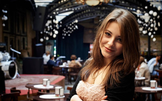 Woman smiling teddy bear cafe - table free wallpaper