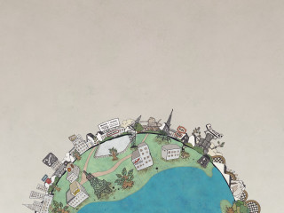 Small town island lake clock - a clock tower in the distance free wallpaper