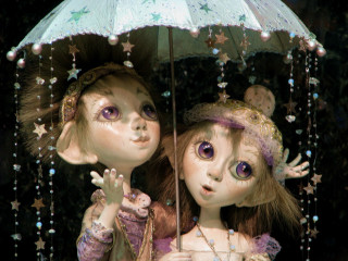 Dolls umbrella rain costumes whimsical - costume free wallpaper