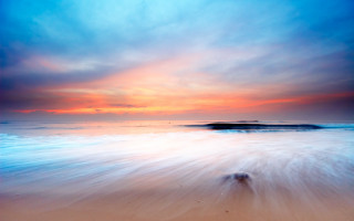 Beach wave sunset blue sky - david martin free wallpaper for desktop