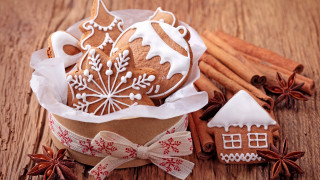 Basket cookies cinnamon sticks gingerbread - folk art free wallpaper