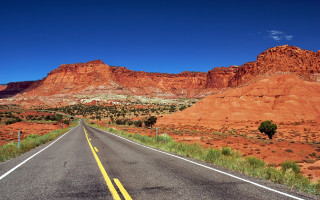 Long road mountain blue sky - a long road free wallpaper