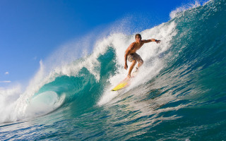 Surfing man wave ocean sunny 3 - a man riding free wallpaper
