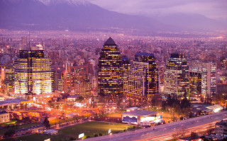 City night lights mountain purple - international typographic style free wallpaper for desktop