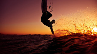 Surfing sunset wave silhouette mountain - a surfboard free wallpaper